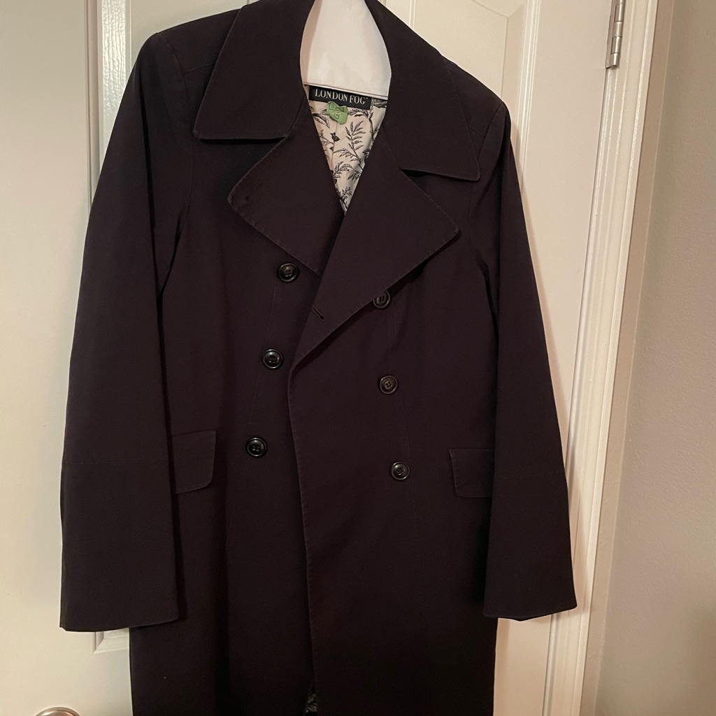 Black London Fog Trench Cost With Beige Floral Lining